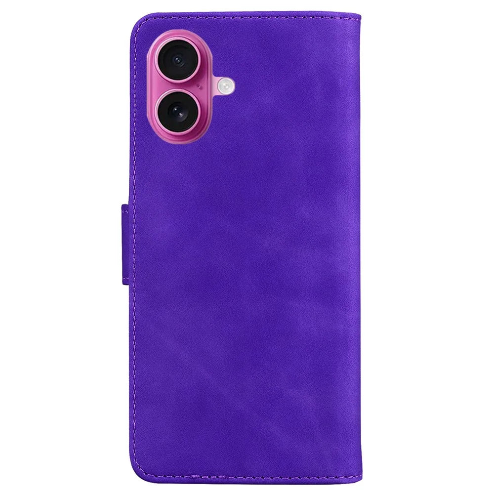 For iPhone 17 Case Solid Color Leather Wallet Phone Cover - Purple - 7