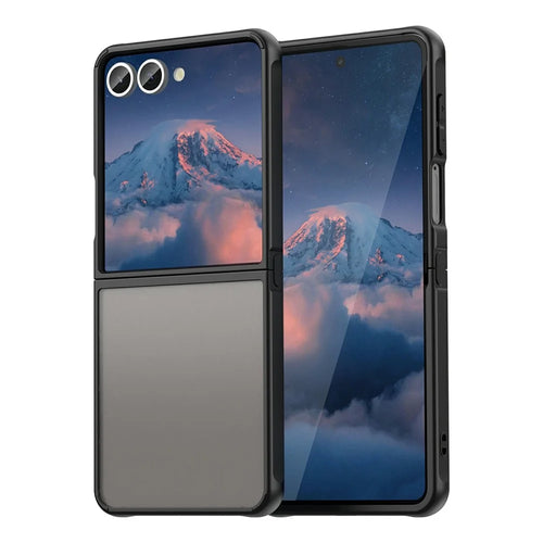 For Samsung Galaxy Z Flip7 5G Case Drop Proof Airbags Frosted Translucent PC + TPU Phone Back Cover - Black - 1