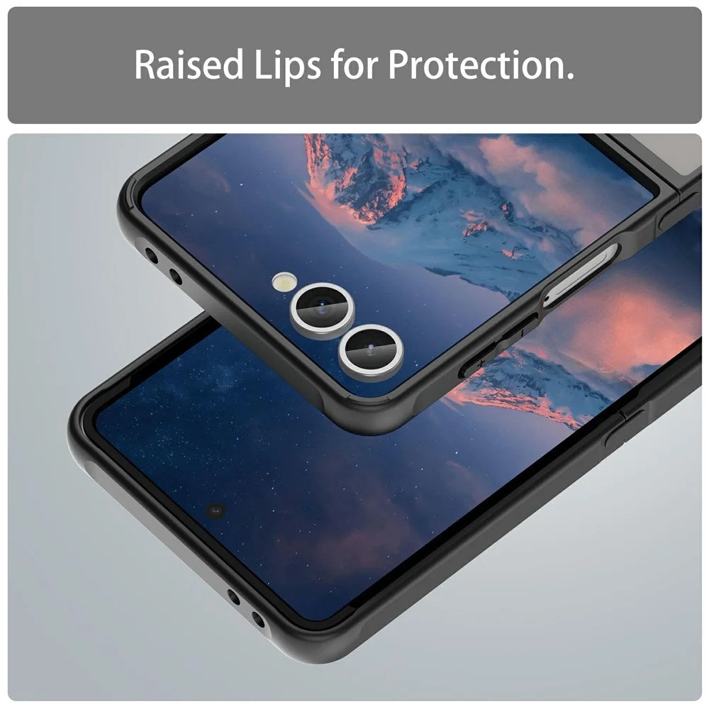 For Samsung Galaxy Z Flip7 5G Case Drop Proof Airbags Frosted Translucent PC + TPU Phone Back Cover - Black - 7