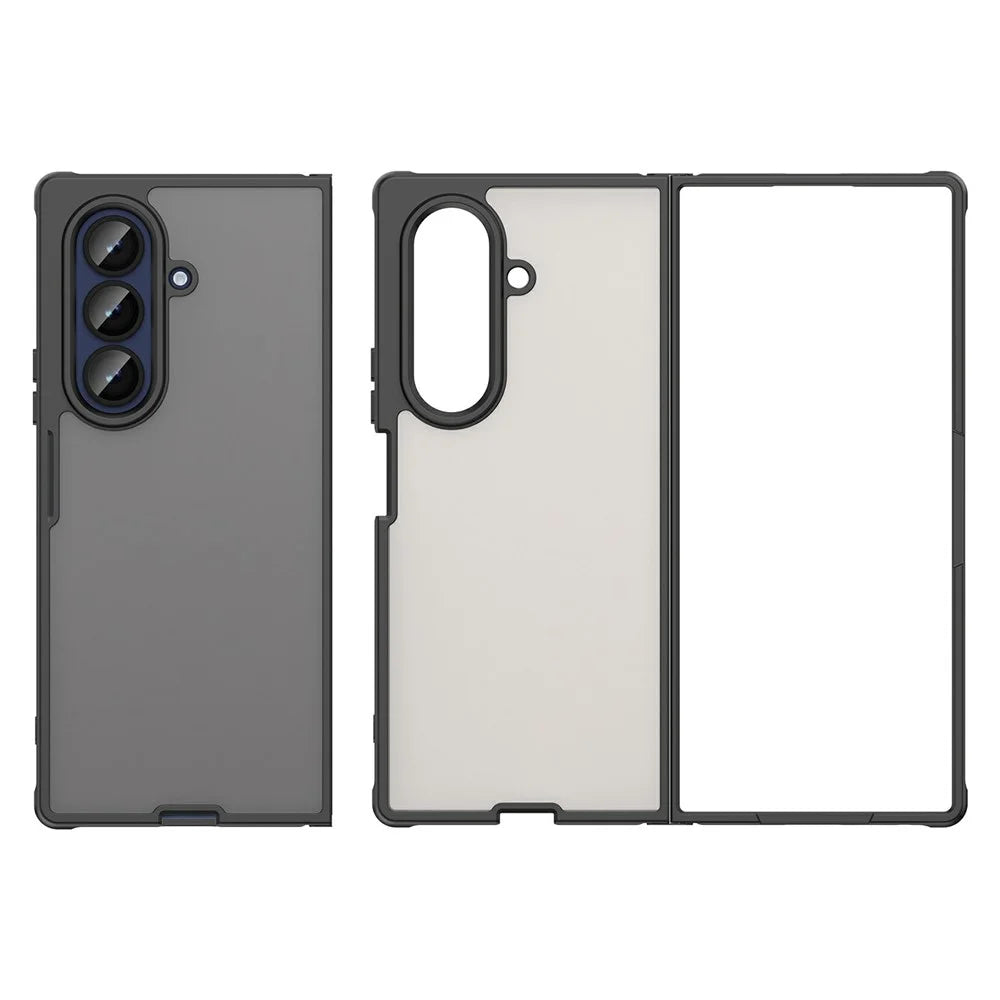 For Samsung Galaxy Z Fold7 5G Case Drop Proof Airbags Frosted Translucent PC + TPU Phone Back Cover - Black - 2