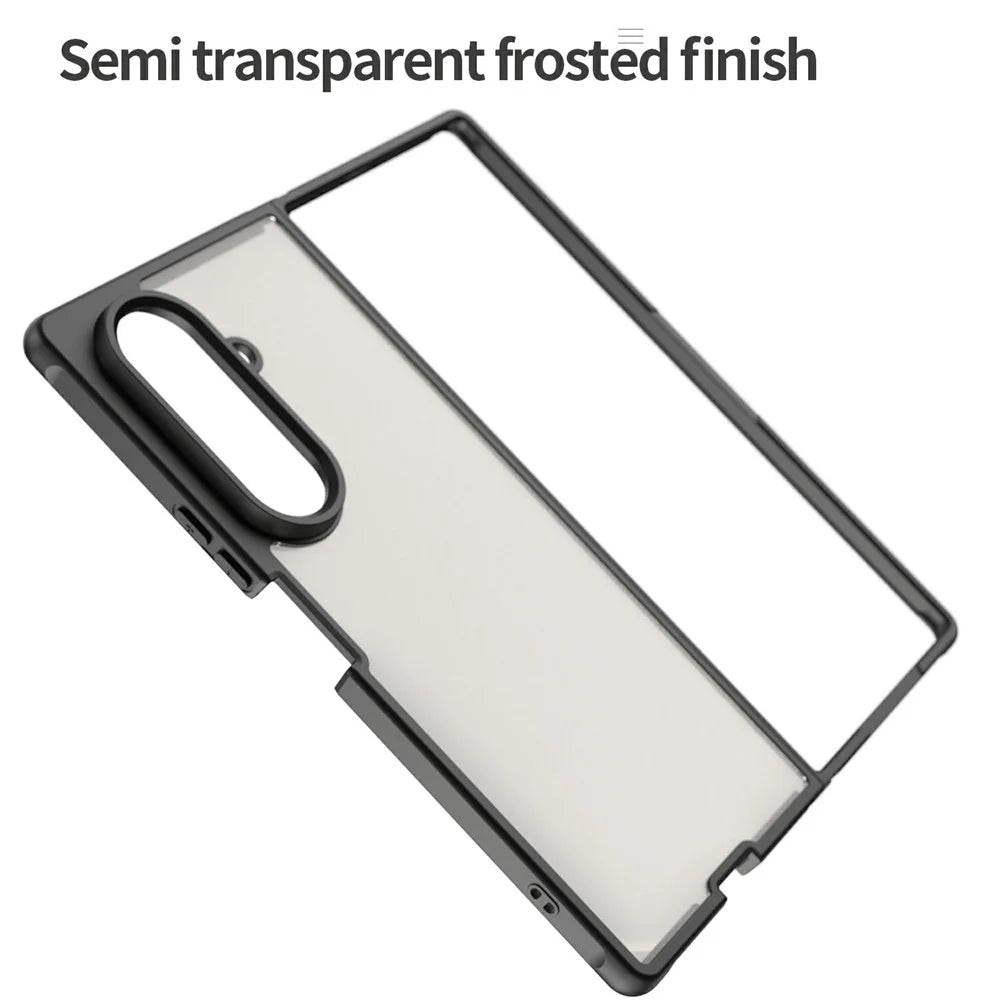 For Samsung Galaxy Z Fold7 5G Case Drop Proof Airbags Frosted Translucent PC + TPU Phone Back Cover - Black - 4