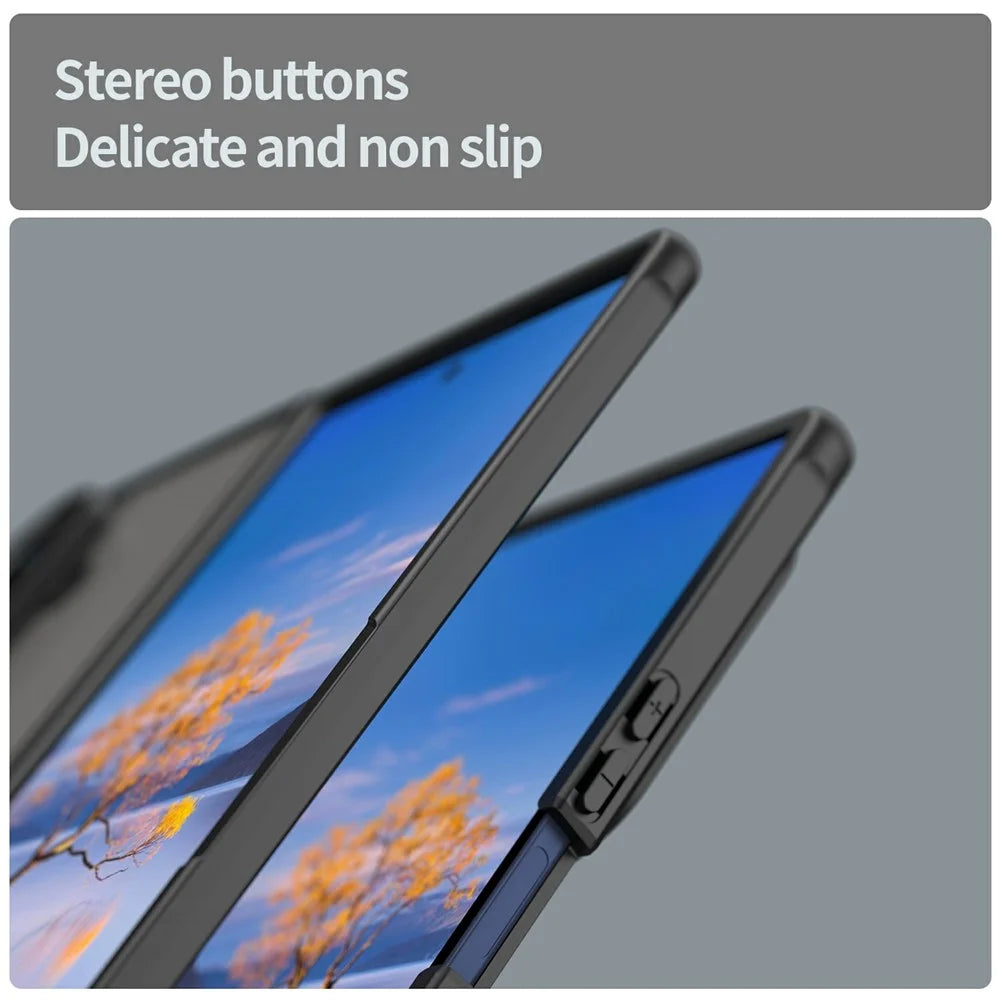 For Samsung Galaxy Z Fold7 5G Case Drop Proof Airbags Frosted Translucent PC + TPU Phone Back Cover - Black - 5