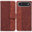 For iPhone Air Case Geometry Pattern Leather Wallet Phone Cover with Wrist Strap - Brown - 1