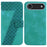 For iPhone Air Stand Case 7-Shaped Pattern Imprint Leather Phone Cover with Strap - Green - 1