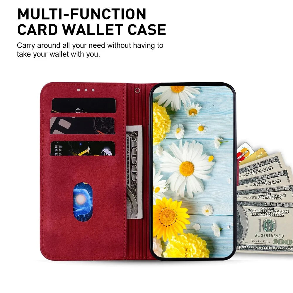 For iPhone Air Stand Case Lily Flower Imprint Leather Phone Cover with Wrist Strap - Red - 3