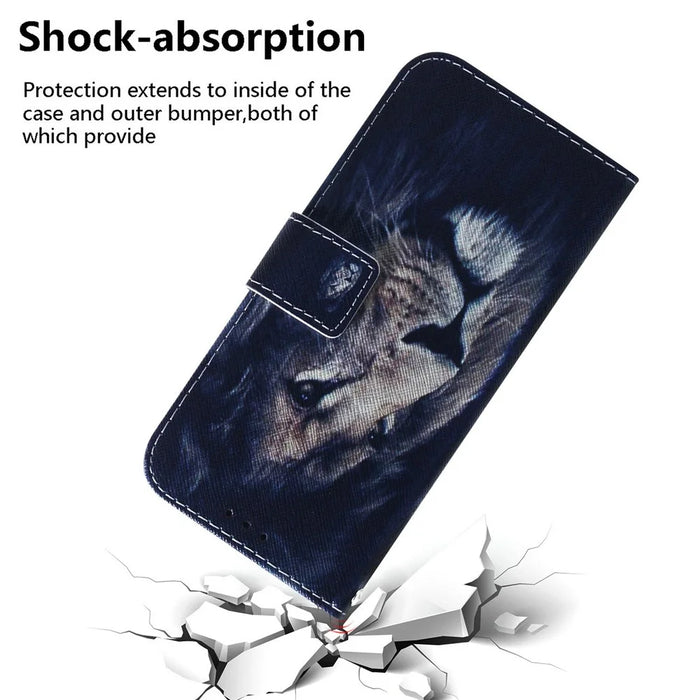 For iPhone 18 Pro / 17 Pro Wallet Case Pattern Print Leather Phone Cover - Lion - 5
