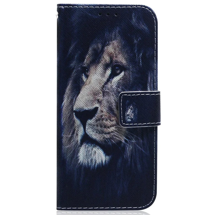 For iPhone 18 Pro / 17 Pro Wallet Case Pattern Print Leather Phone Cover - Lion - 6