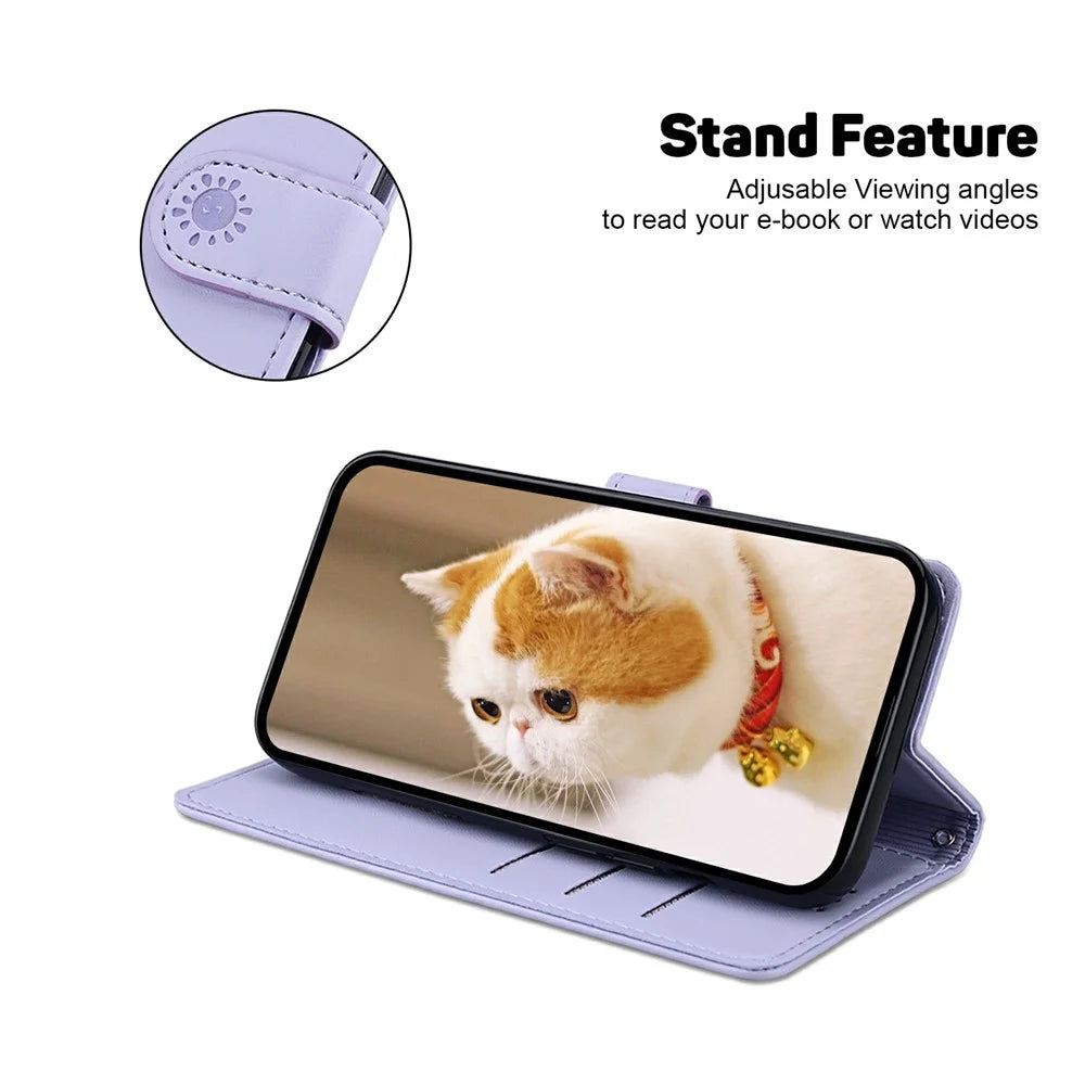 For iPhone 18 Pro / 17 Pro Case RFID Blocking Kitten Pattern TPU + PU Leather Phone Cover with Wrist Strap - Purple - 2