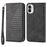 For Nothing phone (1) 5G Rhombus Pattern Imprinted Phone Case Calf Texture PU Leather Stand Magnetic Absorption Wallet Cover with Strap - Black - 1