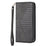 For Nothing phone (1) 5G Rhombus Pattern Imprinted Phone Case Calf Texture PU Leather Stand Magnetic Absorption Wallet Cover with Strap - Black - 7