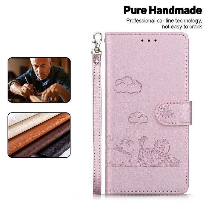For iPhone 18 Pro Max / 17 Pro Max Case RFID Blocking Kitten Pattern TPU + PU Leather Phone Cover with Wrist Strap - Pink - 6