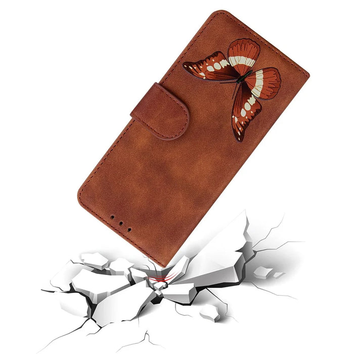 For iPhone 18 Pro Max / 17 Pro Max Stand Case PU Leather Phone Cover Butterfly Printed - Brown - 4