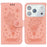 For iPhone 18 Pro Max / 17 Pro Max Case Butterfly Flower Imprint PU Leather Wallet Phone Cover with Strap - Pink - 1