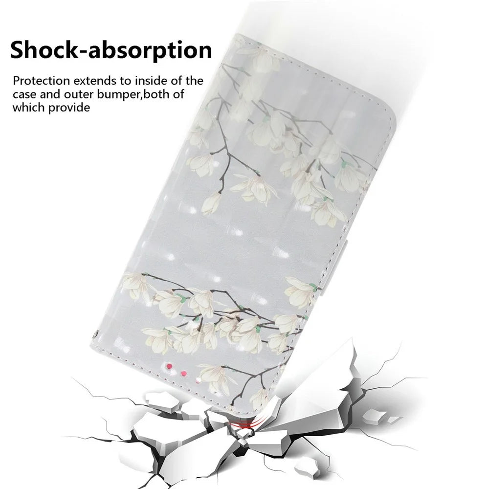 For iPhone 18 Pro Max / 17 Pro Max Case Pattern Printing Leather Wallet Phone Cover with Wrist Strap - Magnolia - 5
