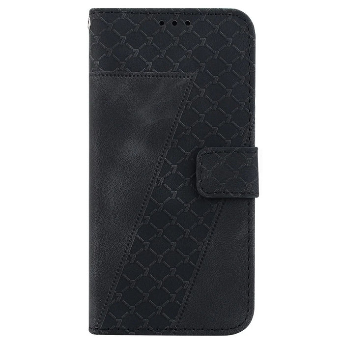 For iPhone 18 Pro Max / 17 Pro Max Stand Case 7-Shaped Pattern Imprint Leather Phone Cover with Strap - Black - 7