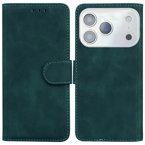 For iPhone 18 Pro Max / 17 Pro Max Case Solid Color Leather Wallet Phone Cover - Green - 1