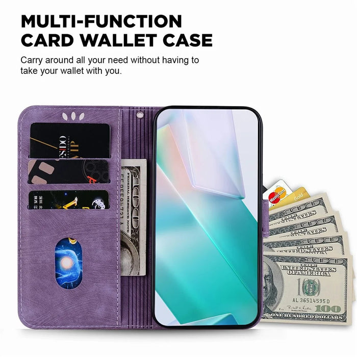 For iPhone 18 Pro Max / 17 Pro Max Wallet Case Tiger Imprint Leather Shockproof Phone Cover with Wrist Strap - Purple - 5