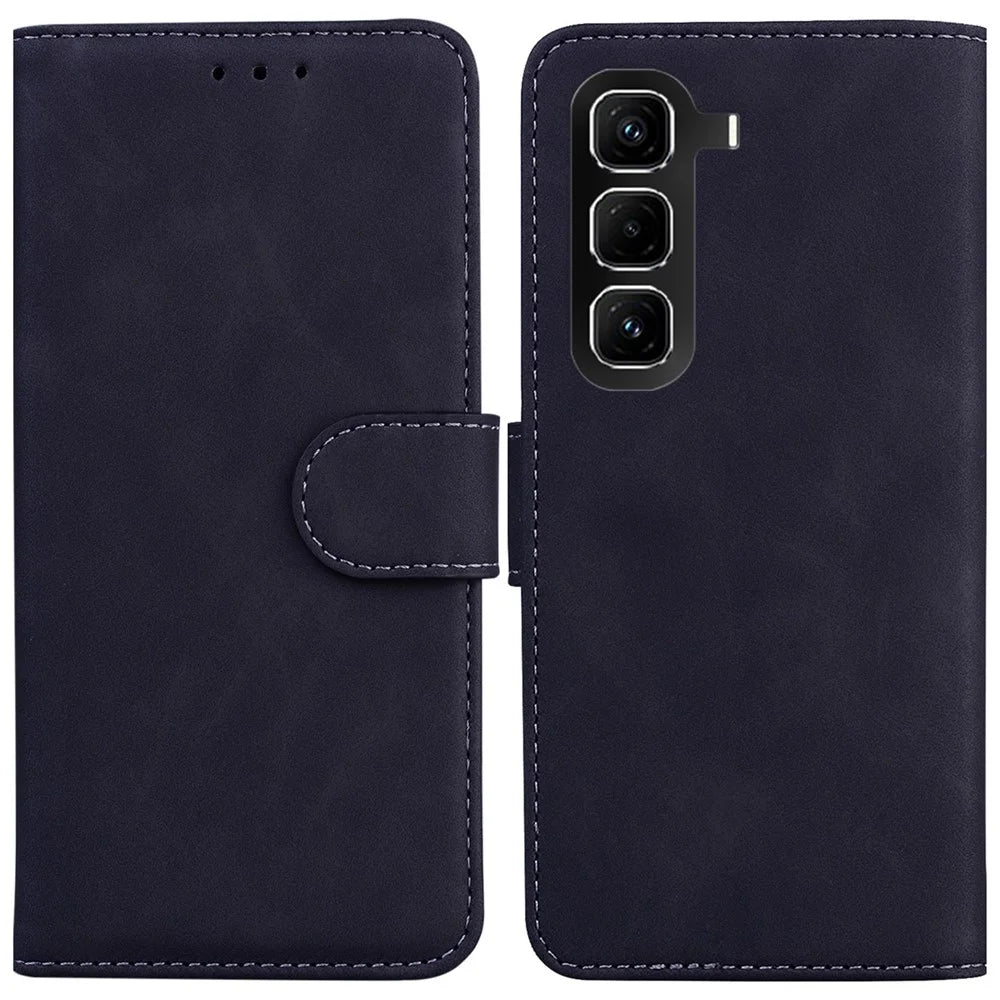 For Infinix Hot 50 Pro 4G Case Solid Color Leather Wallet Phone Cover - Black - 1