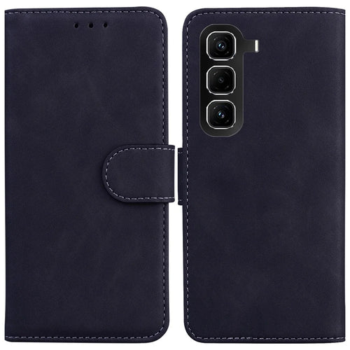 For Infinix Hot 50 Pro 4G Case Solid Color Leather Wallet Phone Cover - Black - 1