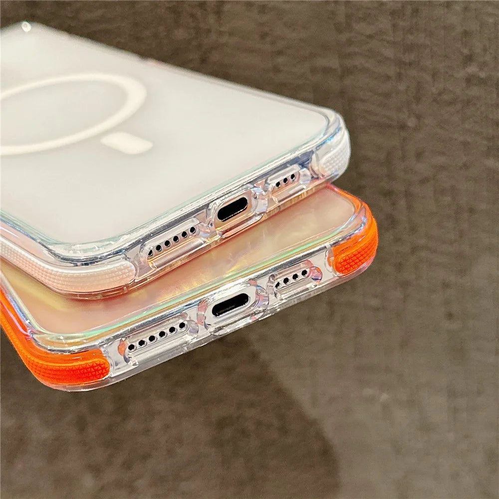 For iPhone 15 Pro Max Magnetic Case TPU Acrylic Phone Back Cover with Lens Film and Kickstand - White - 7