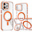 For iPhone 15 Pro Magnetic Case TPU Acrylic Clear Phone Back Cover with Lens Protector Kickstand - Orange - 1