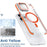 For iPhone 15 Pro Magnetic Case TPU Acrylic Clear Phone Back Cover with Lens Protector Kickstand - Orange - 5