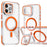 For iPhone 16 Pro Magnetic Case TPU Acrylic Clear Phone Back Cover with Lens Protector Kickstand - Orange - 1