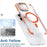 For iPhone 16 Pro Magnetic Case TPU Acrylic Clear Phone Back Cover with Lens Protector Kickstand - Orange - 5