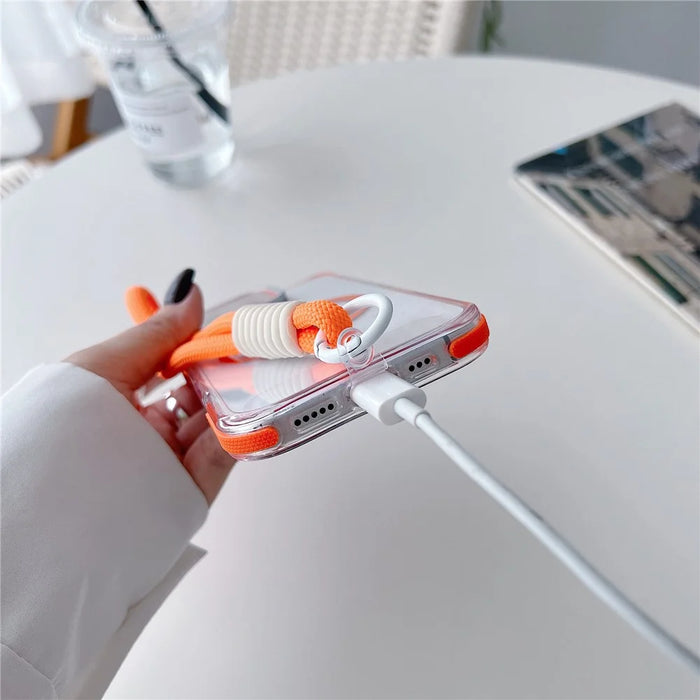 For iPhone 16 Pro Magnetic Case TPU Acrylic Clear Phone Back Cover with Lens Protector Kickstand - Orange - 7