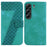For TECNO Camon 40 4G Stand Case 7-Shaped Pattern Imprint Leather Phone Cover with Strap - Green - 1