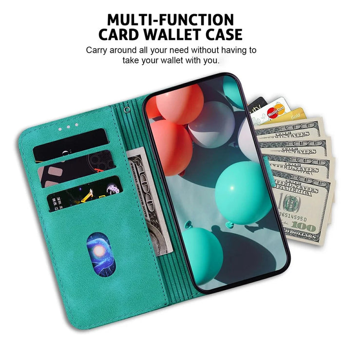 For TECNO Camon 40 4G Stand Case 7-Shaped Pattern Imprint Leather Phone Cover with Strap - Green - 3