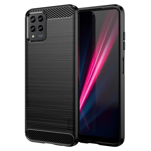 MOFI JK TPU Series-1 for T-Mobile Revvl 6 Pro 5G Brushed Surface Drop-proof Phone Case Carbon Fiber Texture Protective TPU Cover - Black - 1