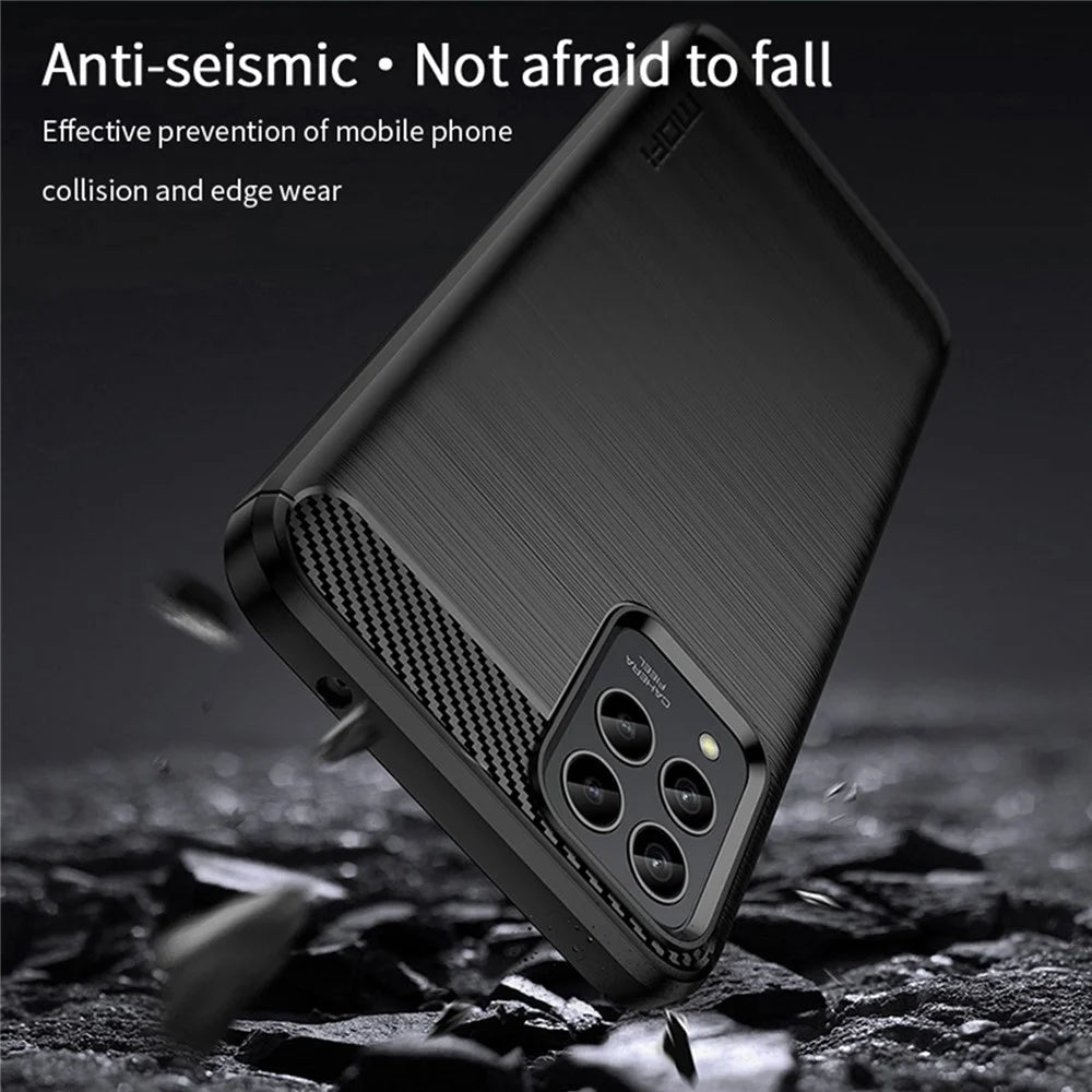 MOFI JK TPU Series-1 for T-Mobile Revvl 6 Pro 5G Brushed Surface Drop-proof Phone Case Carbon Fiber Texture Protective TPU Cover - Black - 6