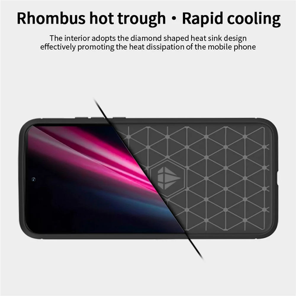 MOFI JK TPU Series-1 for T-Mobile Revvl 6 Pro 5G Brushed Surface Drop-proof Phone Case Carbon Fiber Texture Protective TPU Cover - Black - 7