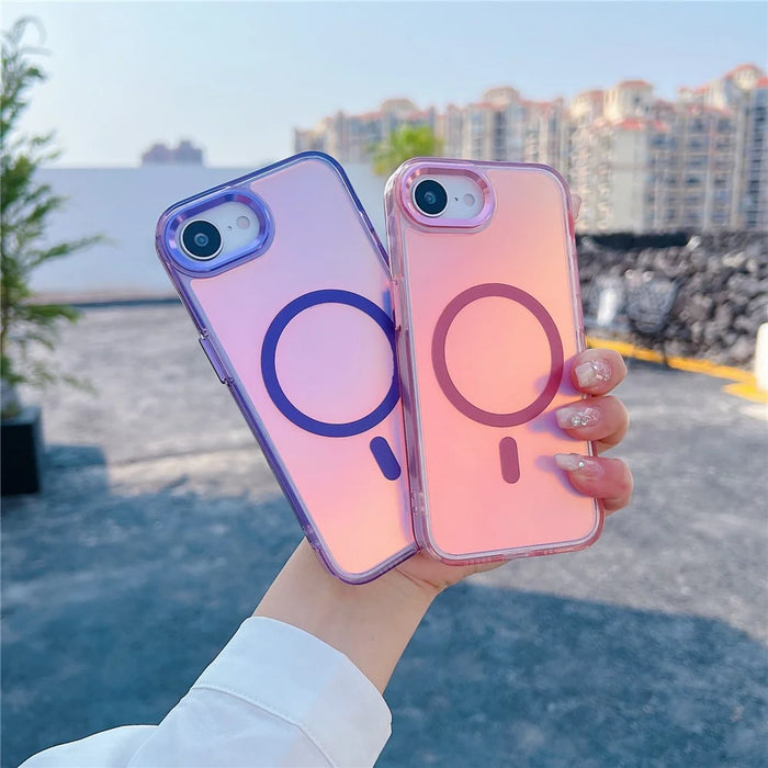 For iPhone 17e / 16e Case Compatible with MagSafe Color Changing TPU Phone Back Cover - White - 7