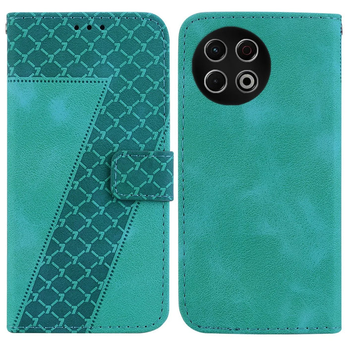 For TECNO Spark 30 Pro 4G Stand Case 7-Shaped Pattern Imprint Leather Phone Cover with Strap - Green - 1