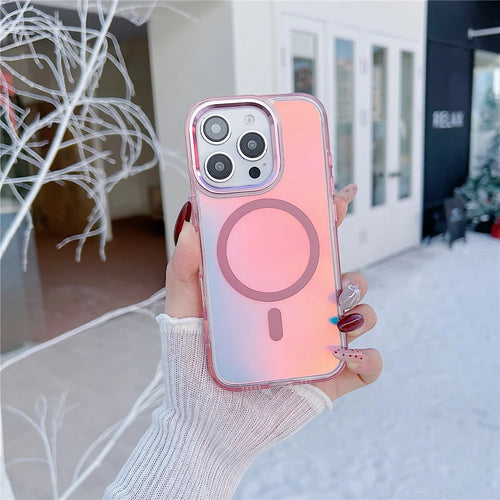 For iPhone 16 Pro Max Case Compatible with MagSafe Color Changing TPU Phone Back Cover - Pink - 1