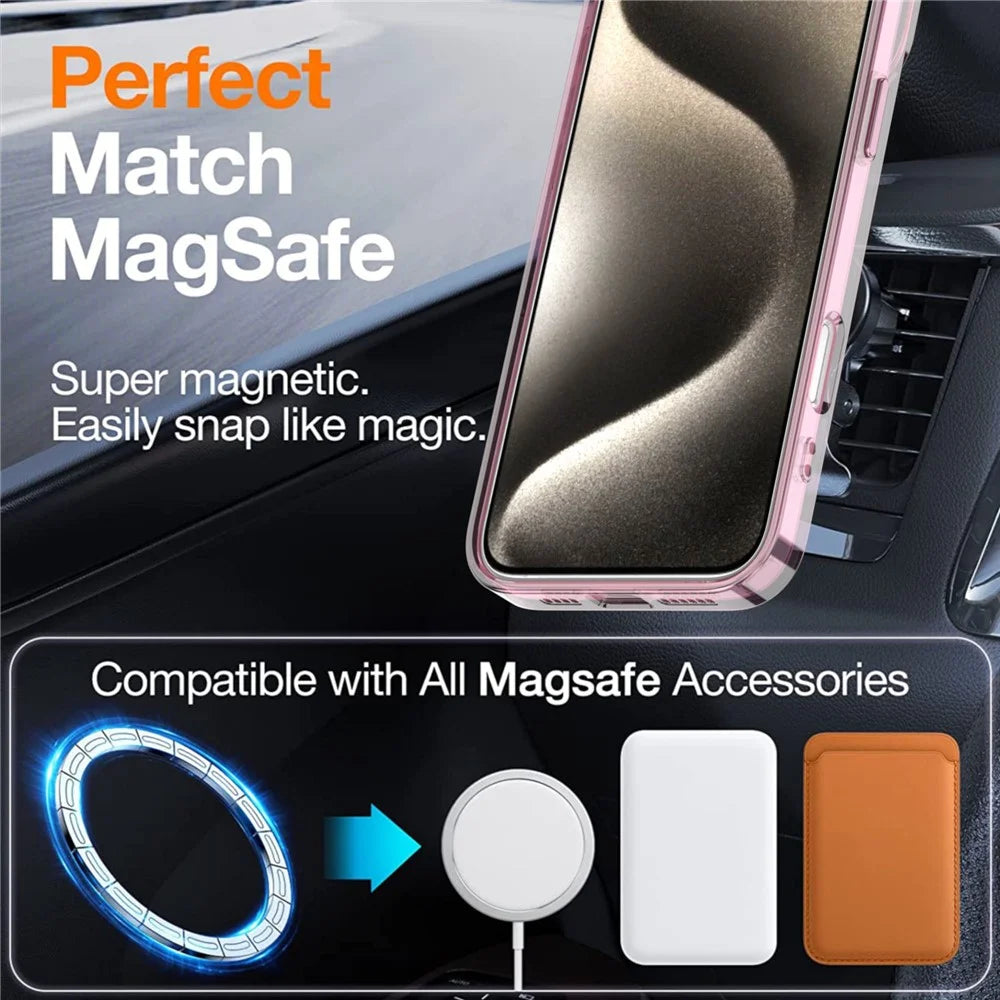 For iPhone 16 Pro Max Case Compatible with MagSafe Color Changing TPU Phone Back Cover - Pink - 7