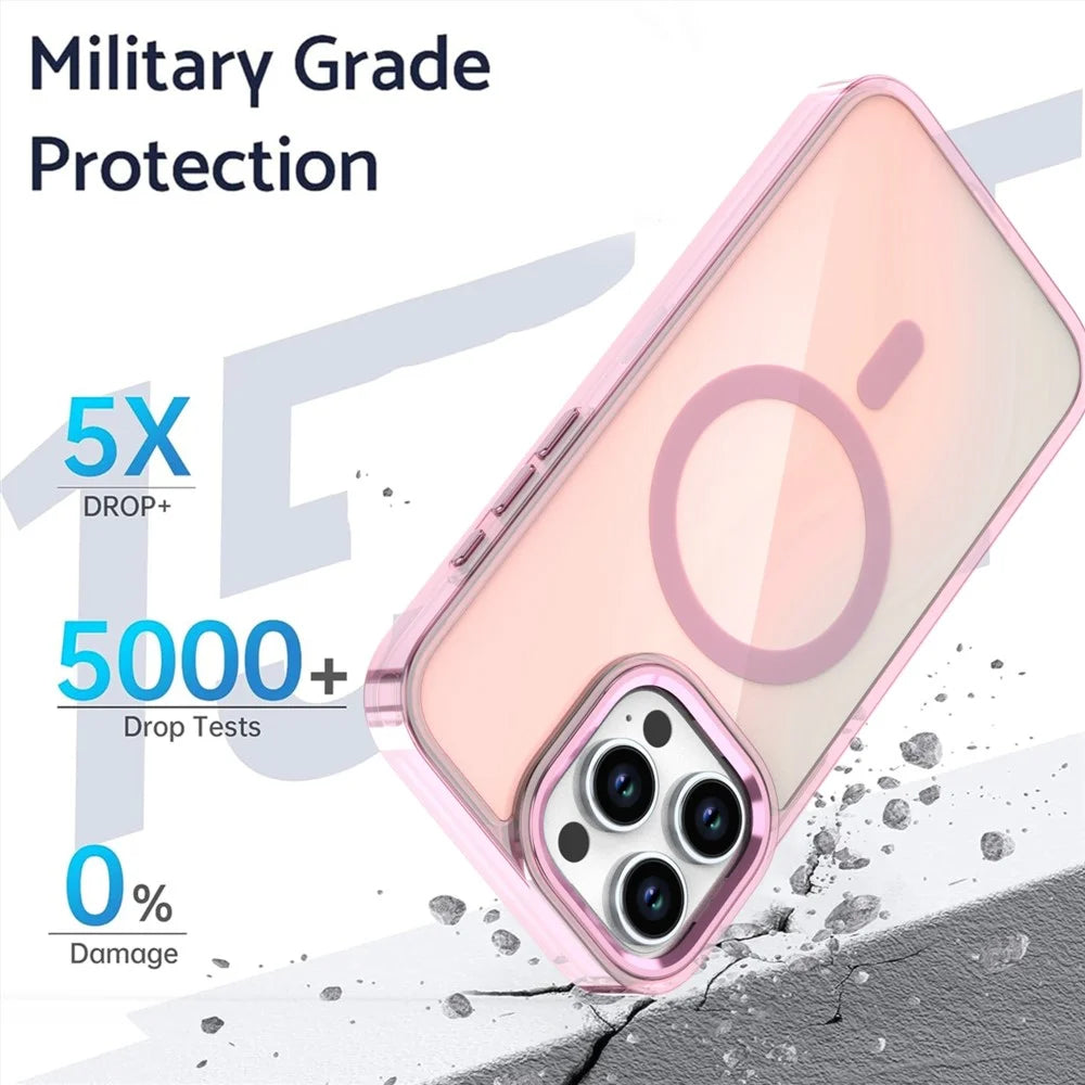 For iPhone 16 Pro Case Compatible with MagSafe Color Changing TPU Phone Back Cover - Pink - 2