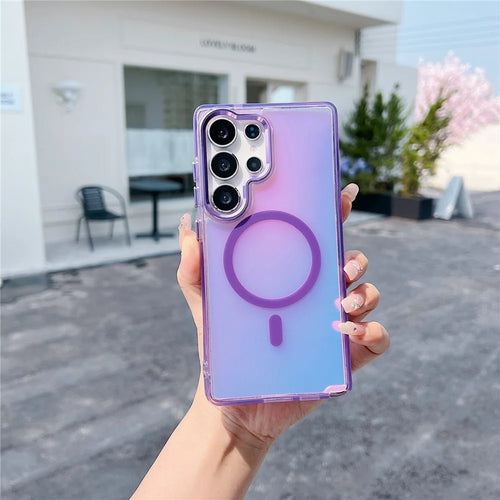 For Samsung Galaxy S25 Ultra Magnetic Case Color Changing TPU Phone Back Cover - Purple - 1