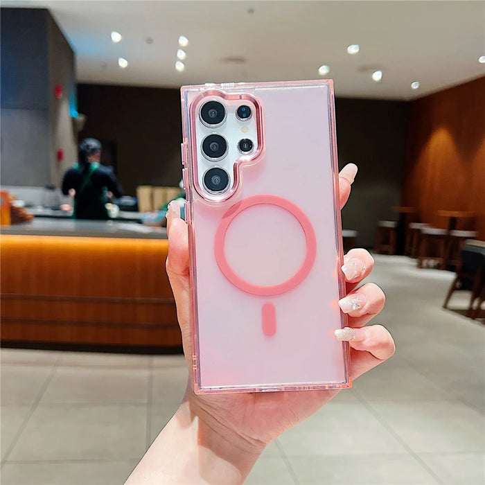 For Samsung Galaxy S24 Ultra Magnetic Case Color Changing TPU Phone Back Cover - Pink - 1
