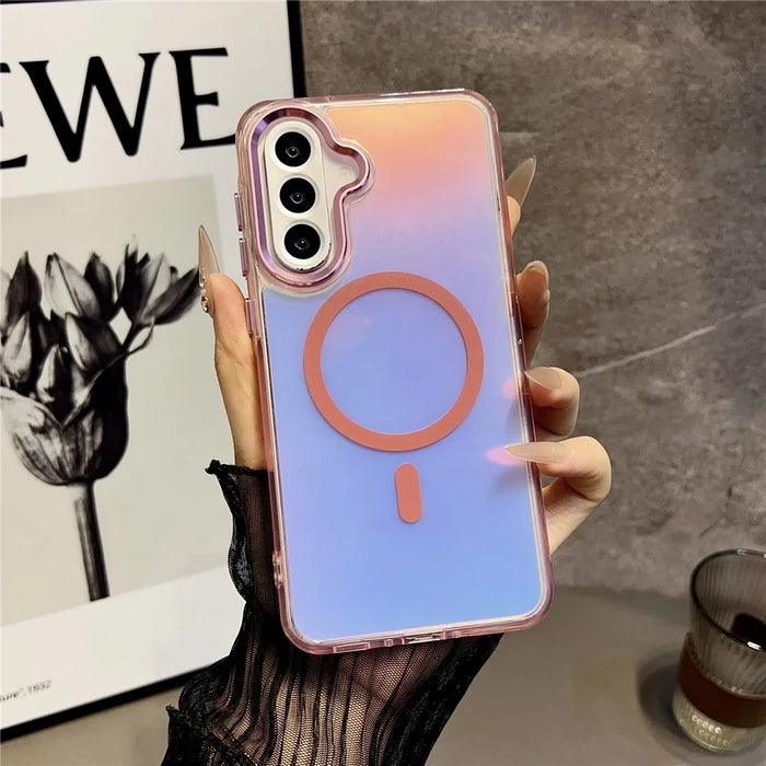 For Samsung Galaxy A56 5G Magnetic Case Color Changing TPU Phone Back Cover - Pink - 1