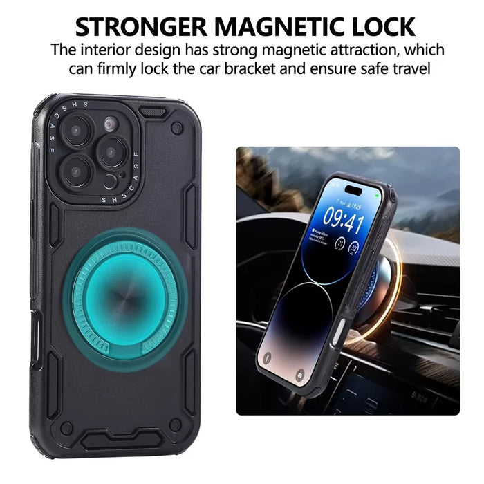 For iPhone 16 Pro Max Case Ring Kickstand PC + TPU Shockproof Phone Back Cover - Black - 2