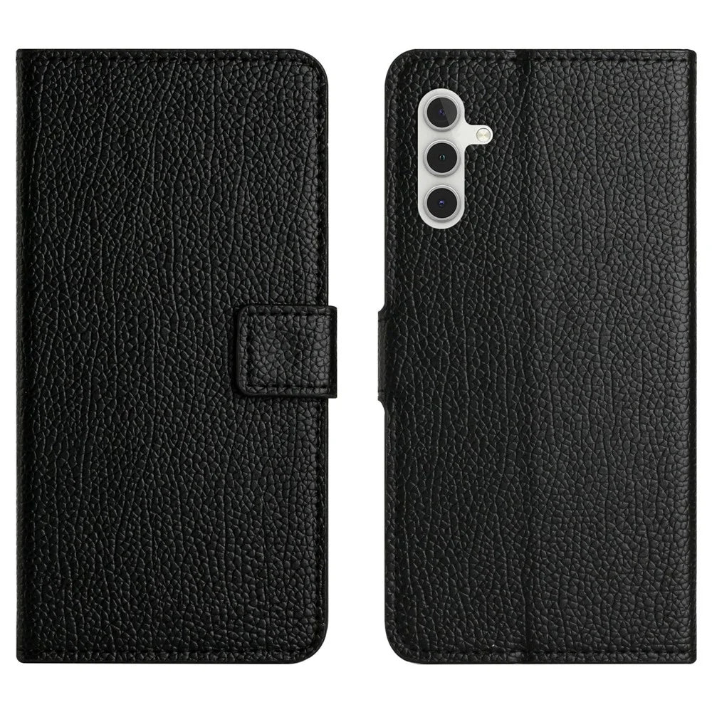 For Samsung Galaxy A56 5G / M56 5G Case PU Leather Wallet Phone Cover Litchi Texture, Black - 1