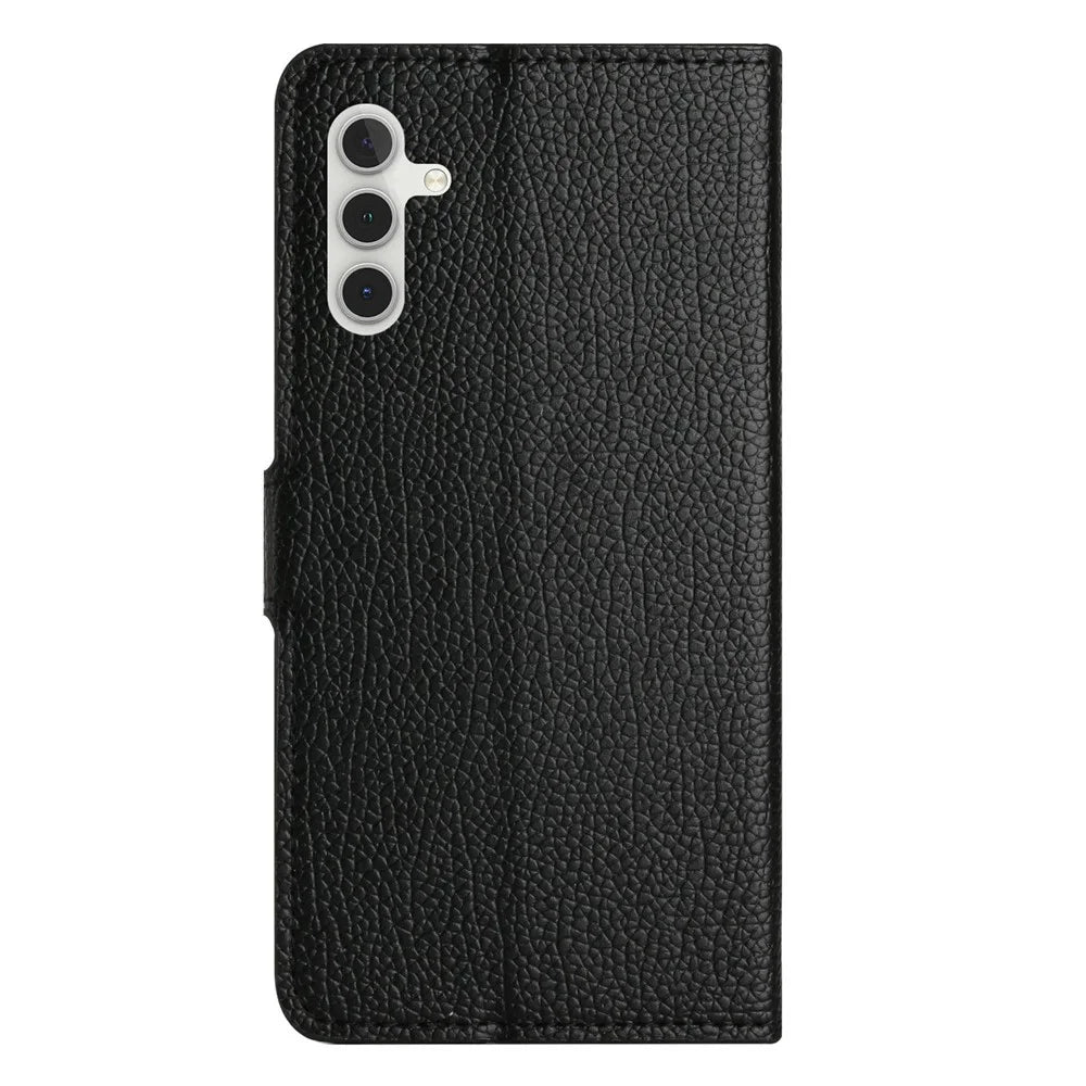 For Samsung Galaxy A56 5G / M56 5G Case PU Leather Wallet Phone Cover Litchi Texture, Black - 5
