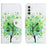 For Samsung Galaxy A56 5G / M56 5G Case Pattern Printing Cross Texture Leather Phone Cover - Green Tree - 1