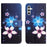 For Samsung Galaxy A56 5G / M56 5G Case Pattern Print PU Leather Wallet Phone Cover Cross Texture - Blue Flower - 1
