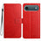 For iPhone Air Leather Case with Strap / Card Slots Mandala Pattern Stand Phone Cover - Red - 1