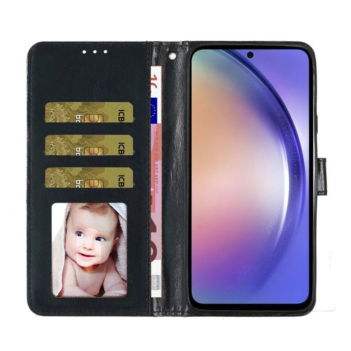 For iPhone 18 Pro / 17 Pro Wallet Case Glitter Anti-Scratch Leather Stand Phone Cover with Strap - Black - 2