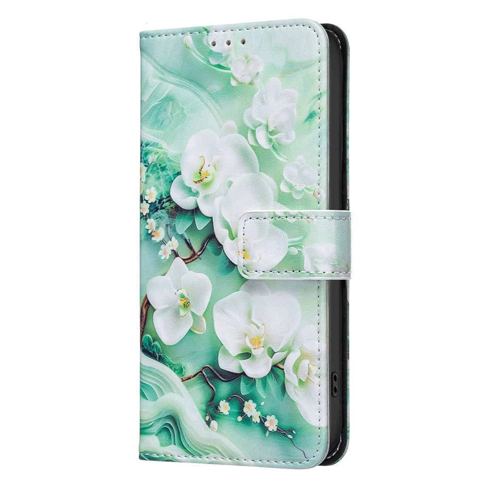 For Samsung Galaxy A56 5G  /  A36 5G Leather Case Pattern Print Wallet Stand Phone Cover - Small Flowers - 7